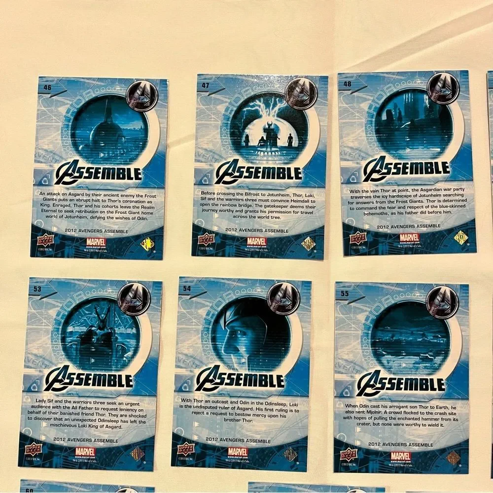 Thor Upper Deck Marvel 2012 The Avengers Assemble trading cards set 46-60, 61-66